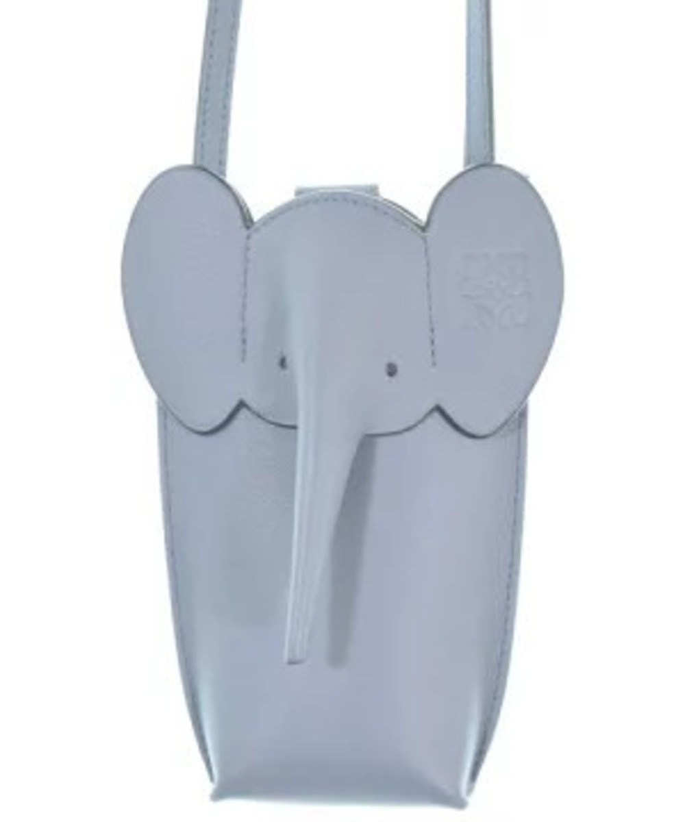 Loewe Elephant Leather Phone Crossbody Bag Gray Blue